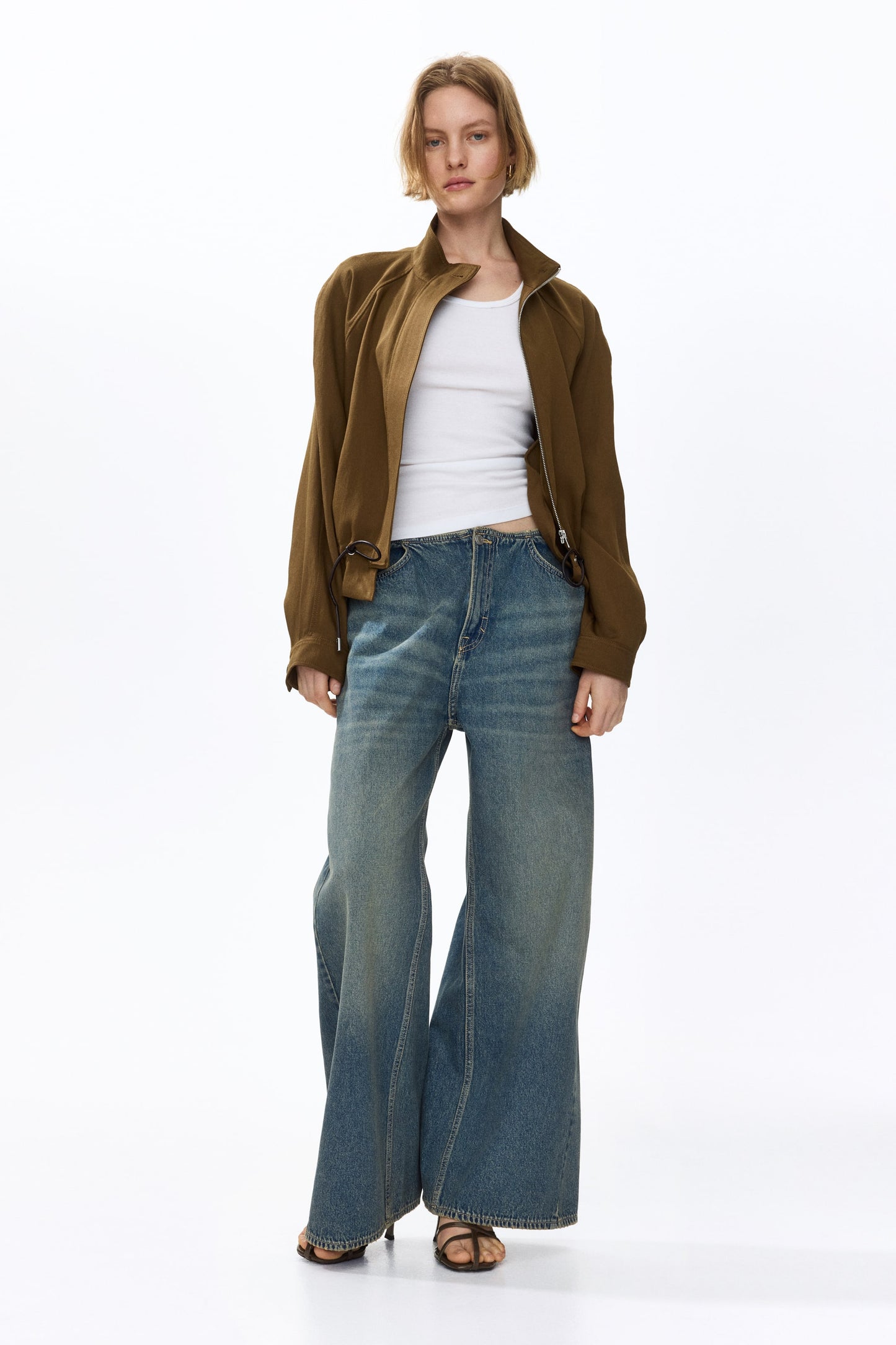 Oversized linen-blend jacket