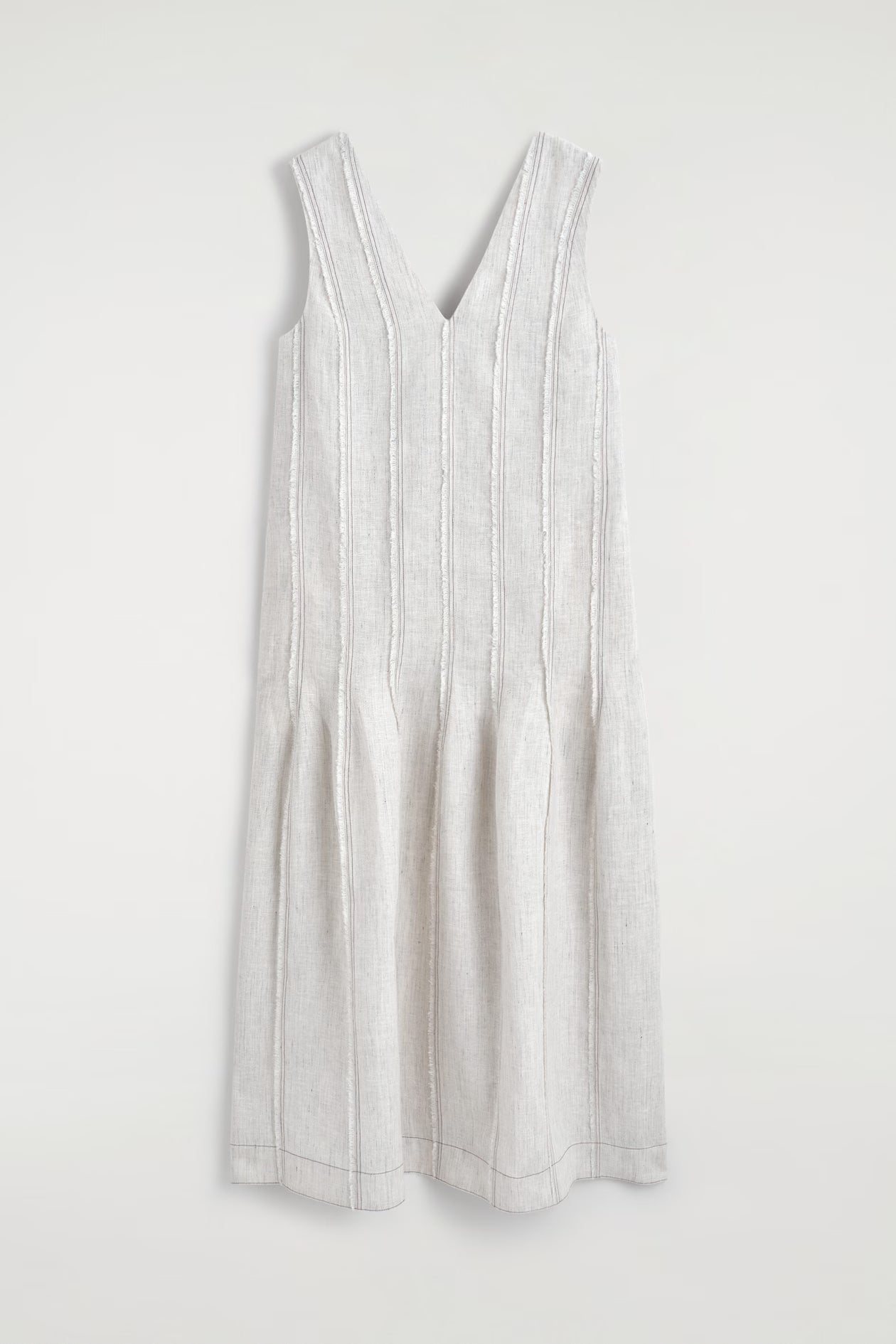 Sculpted Pleated Linen Midi Dress