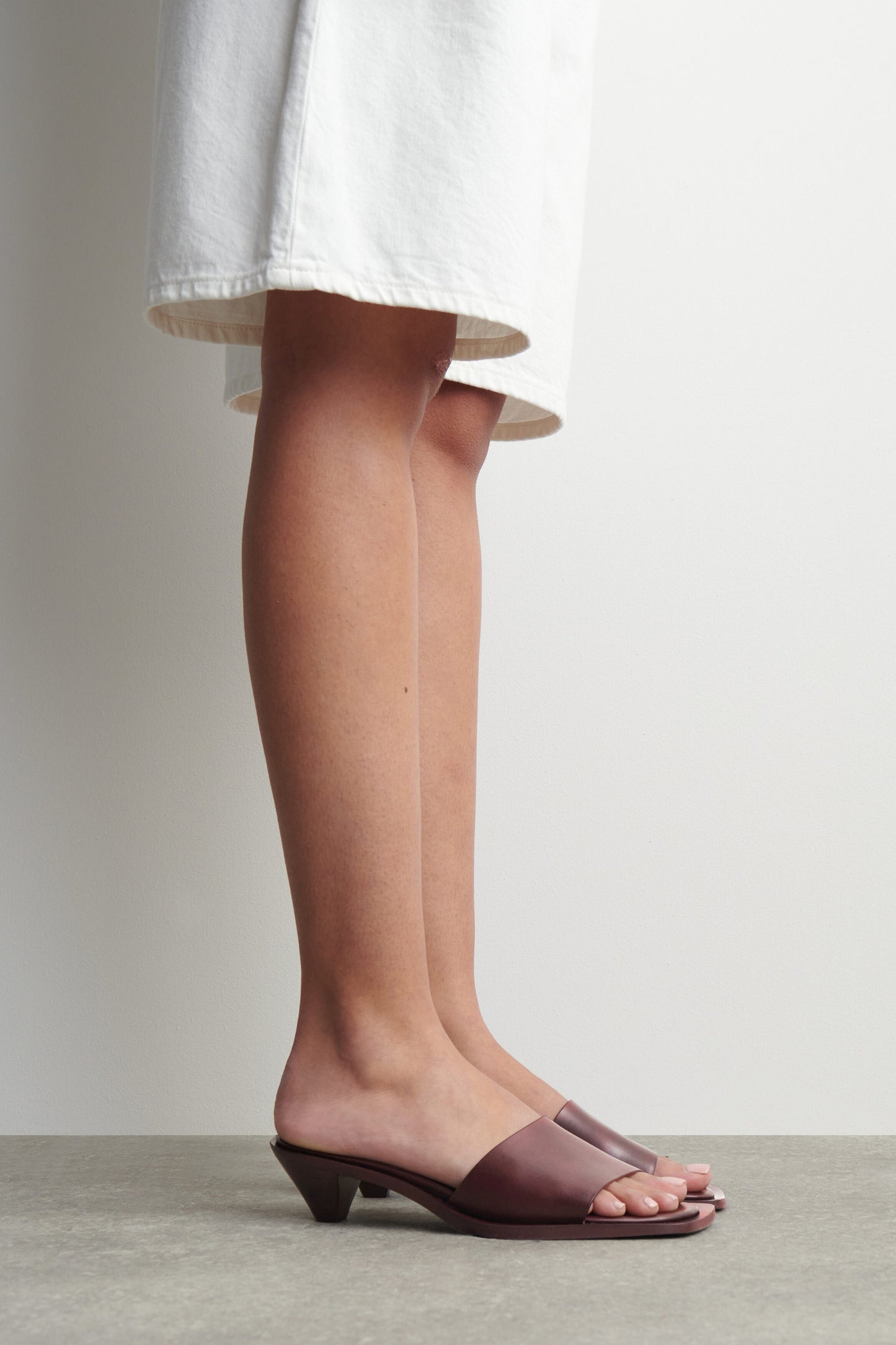 Leather Kitten-Heel Mules