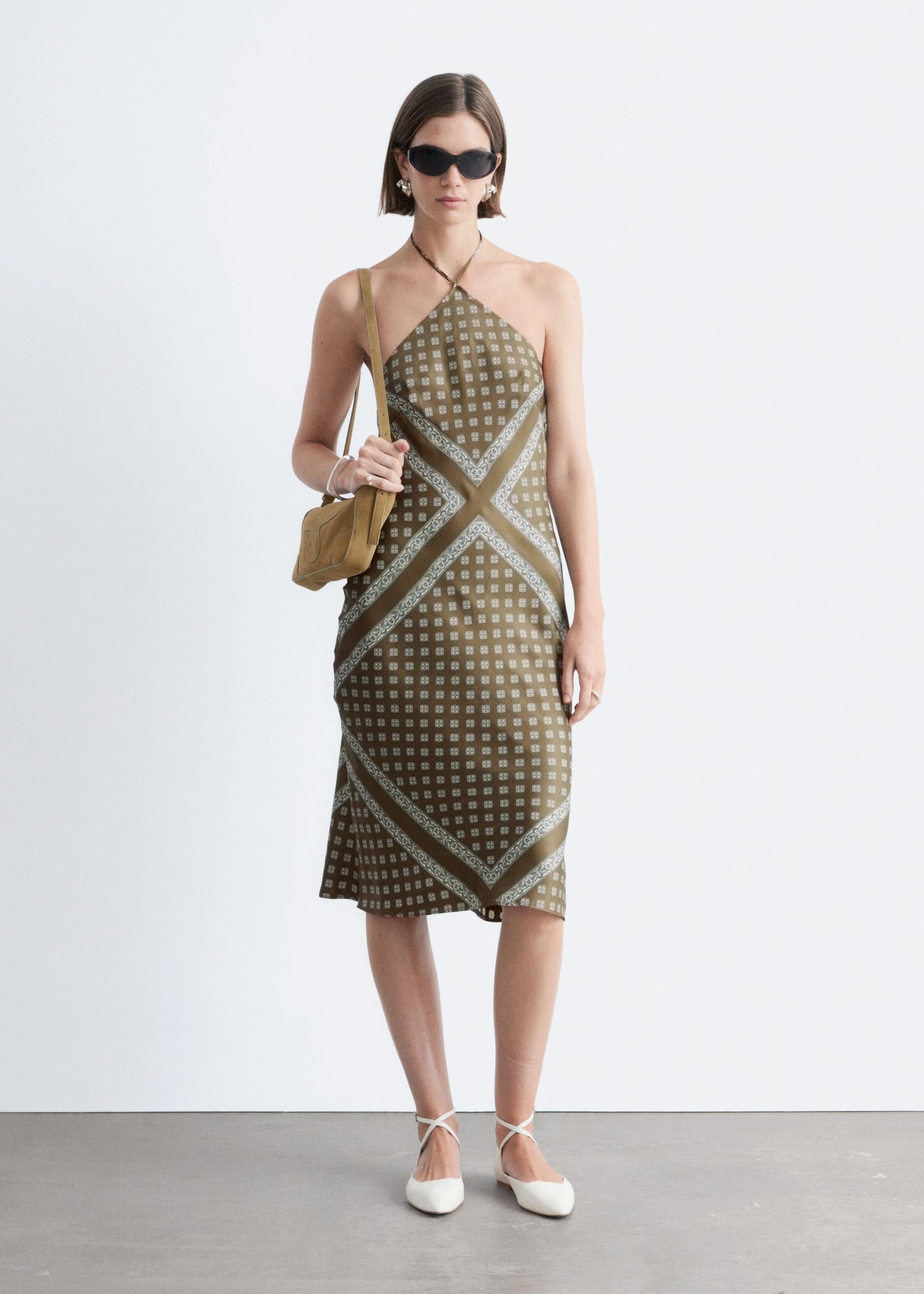 Silk Halterneck Midi Dress