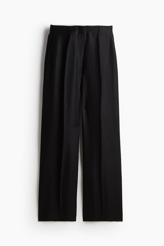 Linen-blend twill trousers