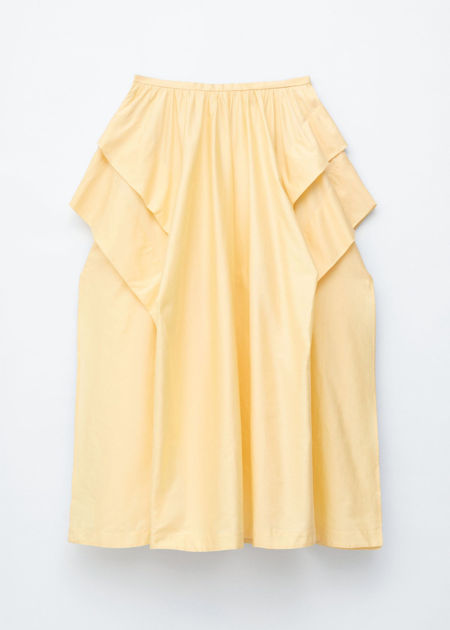 Gathered Cotton Midi Skirt