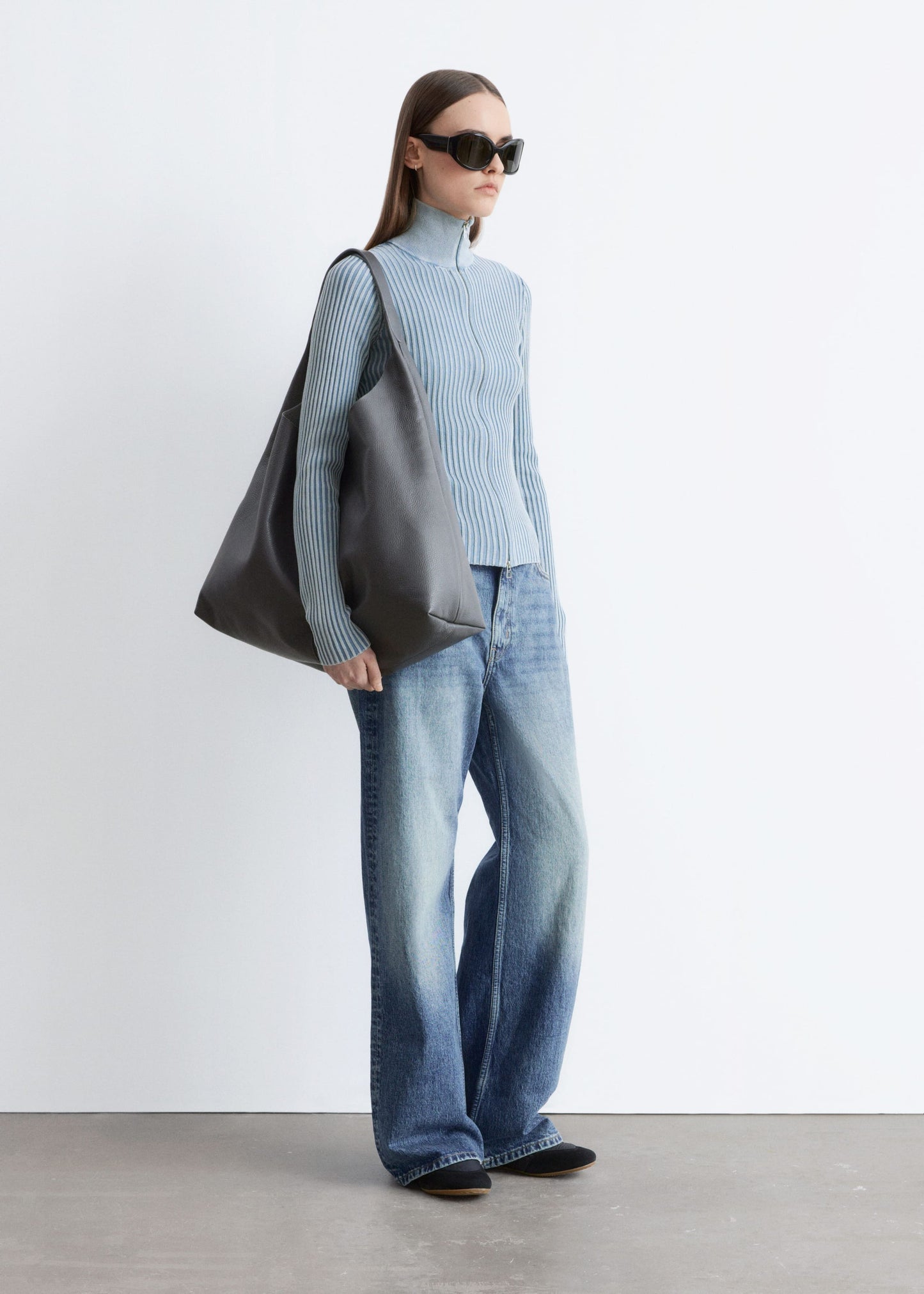 Zip-Up Turtleneck Cardigan