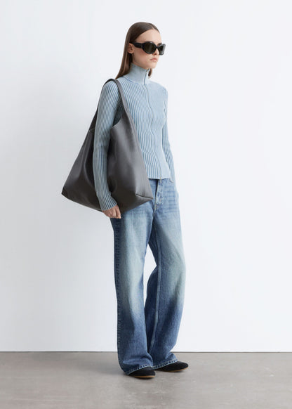 Zip-Up Turtleneck Cardigan