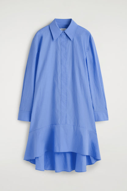 Flared Cotton Mini Shirt Dress