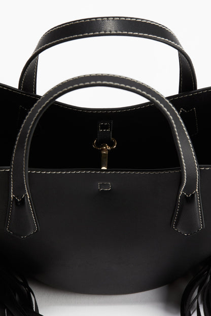 Fringe-trimmed crossbody bag