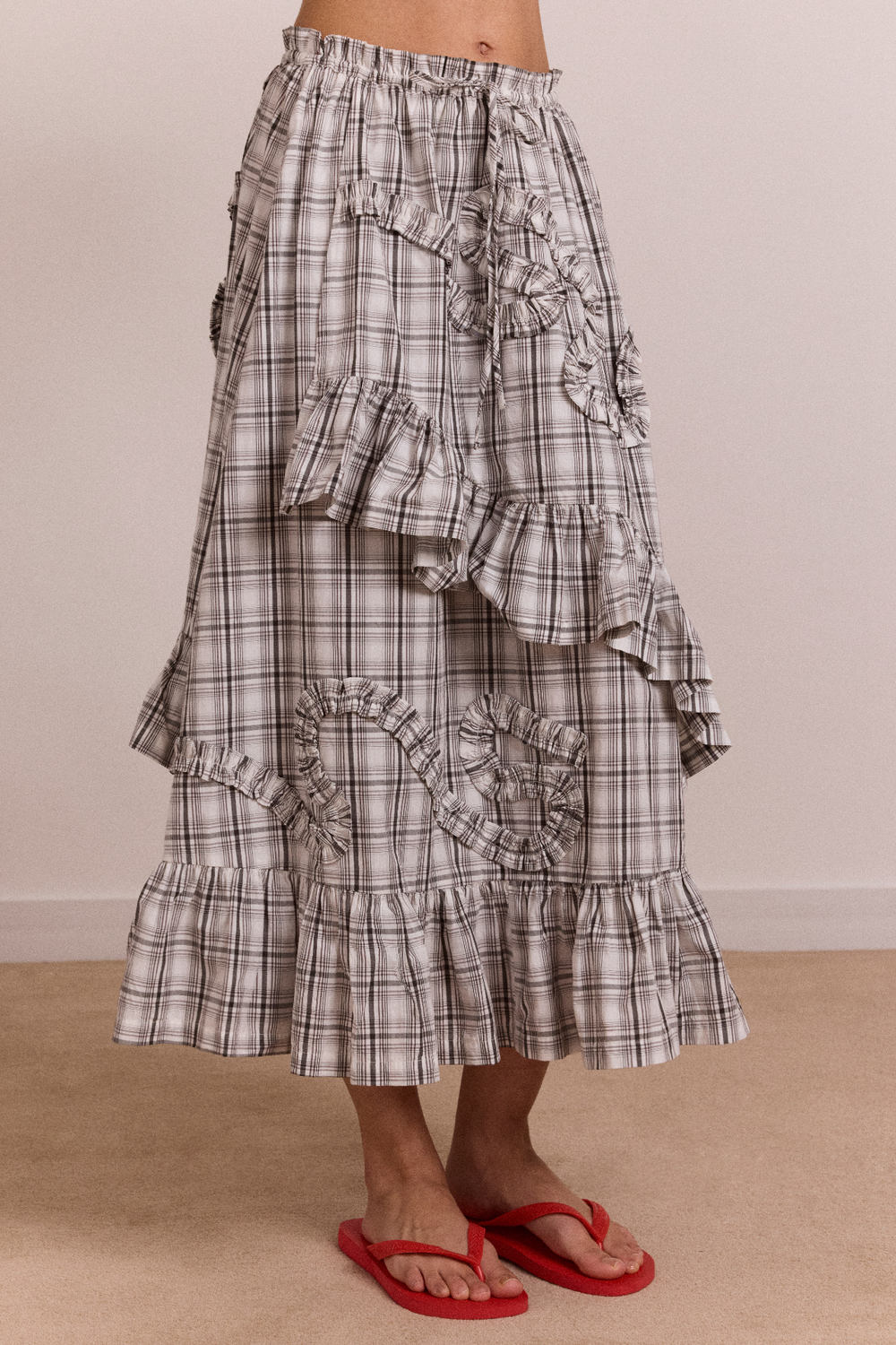 Catie ruffle midi skirt