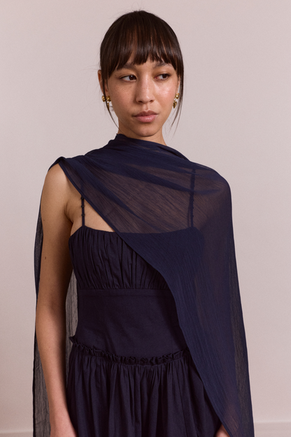 Juno midi dress with sheer scarf