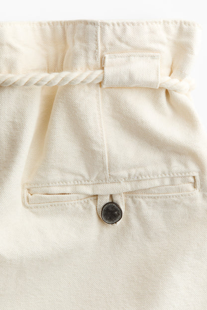Rope-belt paper bag trousers
