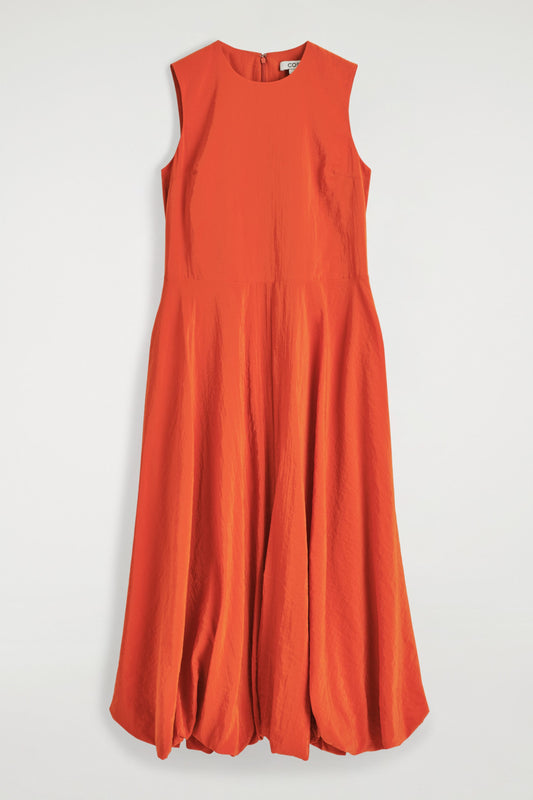 Sleeveless Bubble-Hem Midi Dress