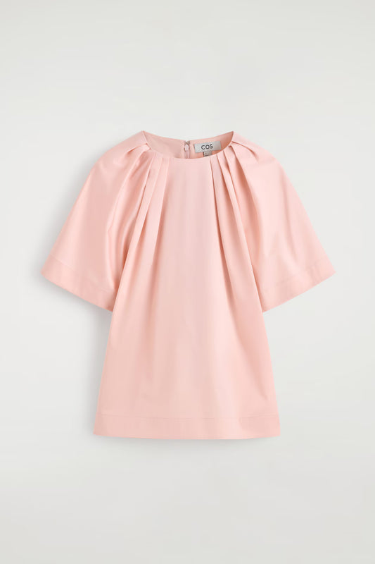 Gathered Short-Sleeved Cotton Top