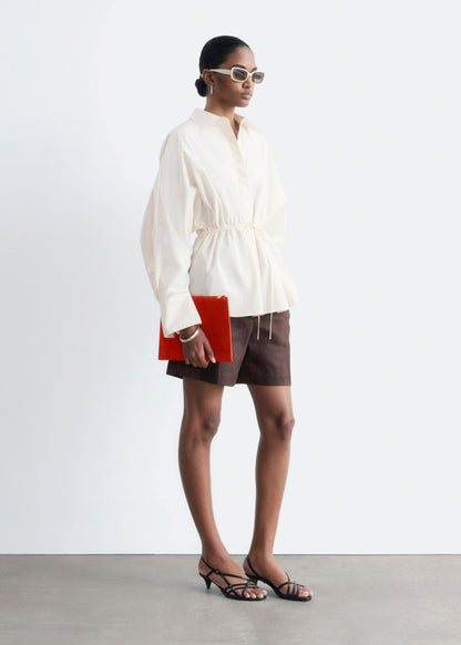 Cotton Poplin Drawstring Shirt