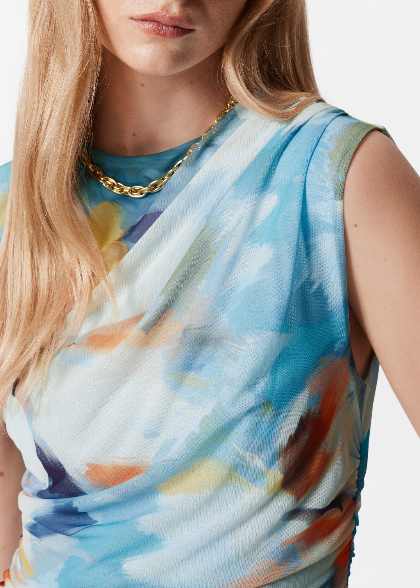 Draped Sleeveless Midi Dress