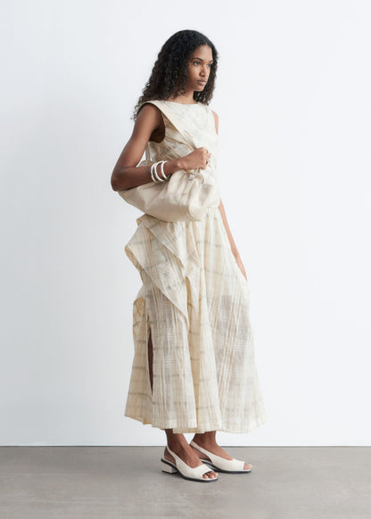 Gathered Cotton Midi Skirt