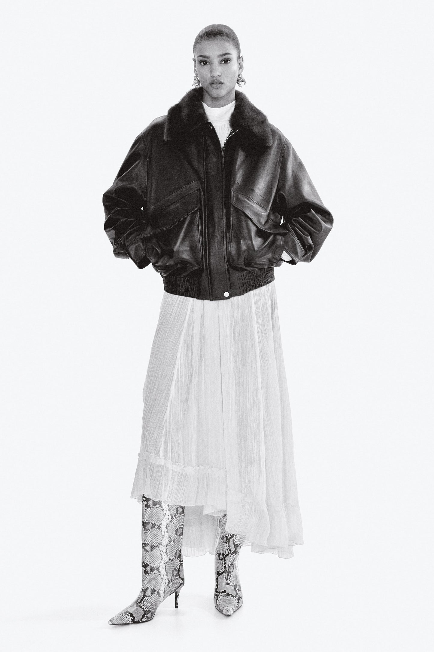 Oversized leather jacket