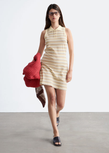 Striped Cotton Mini Polo Dress