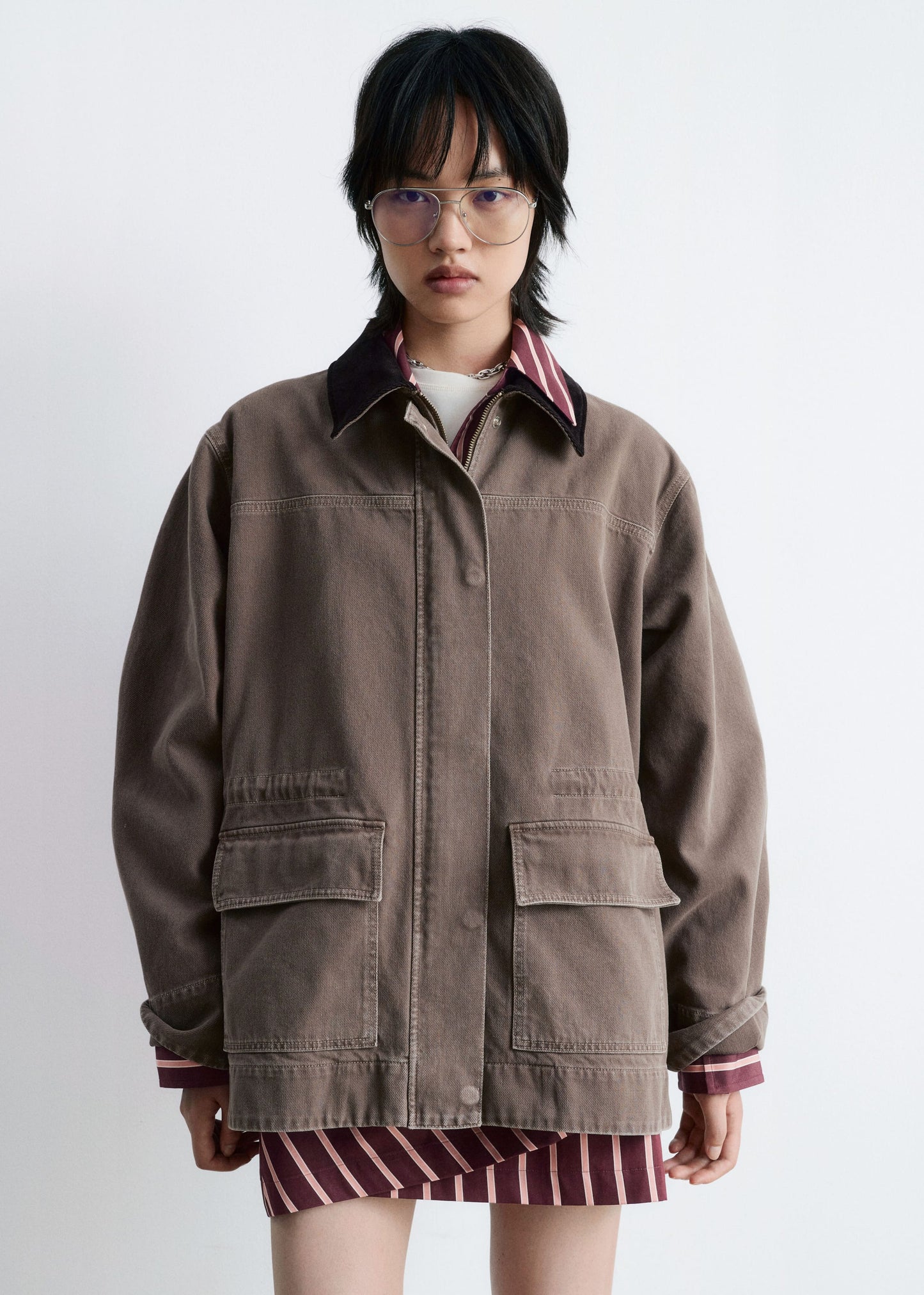 Cord-Collar Denim Jacket
