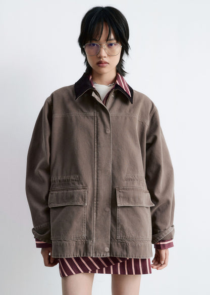 Cord-Collar Denim Jacket