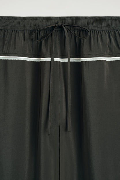 Contrast-piped straight-leg trousers