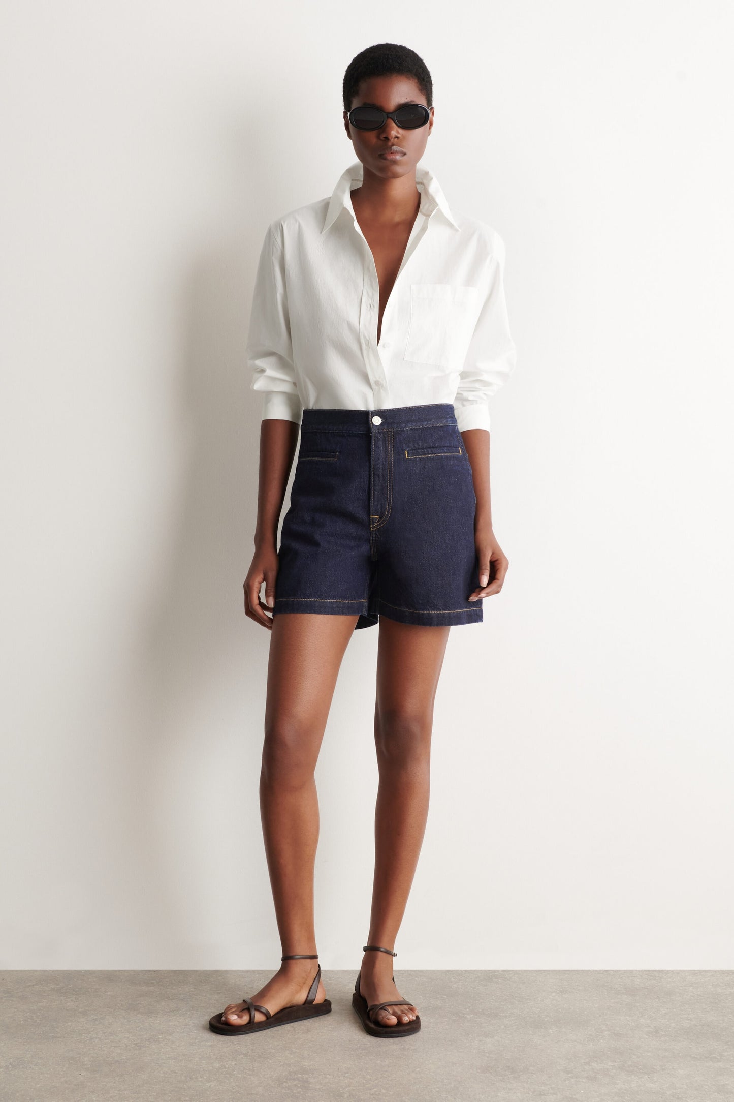 Pocket-Detail Denim Shorts