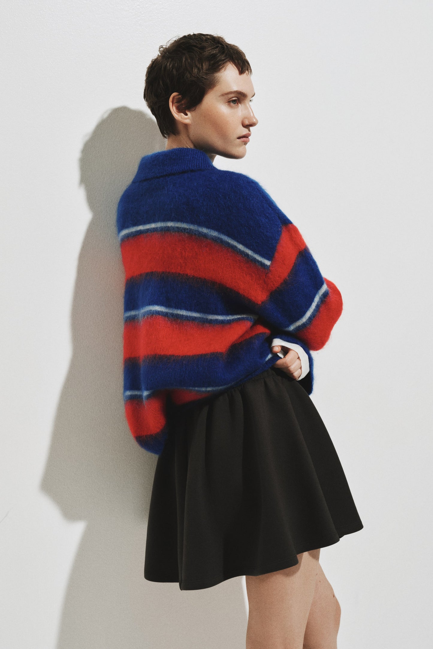 Mohair-blend zip-top jumper