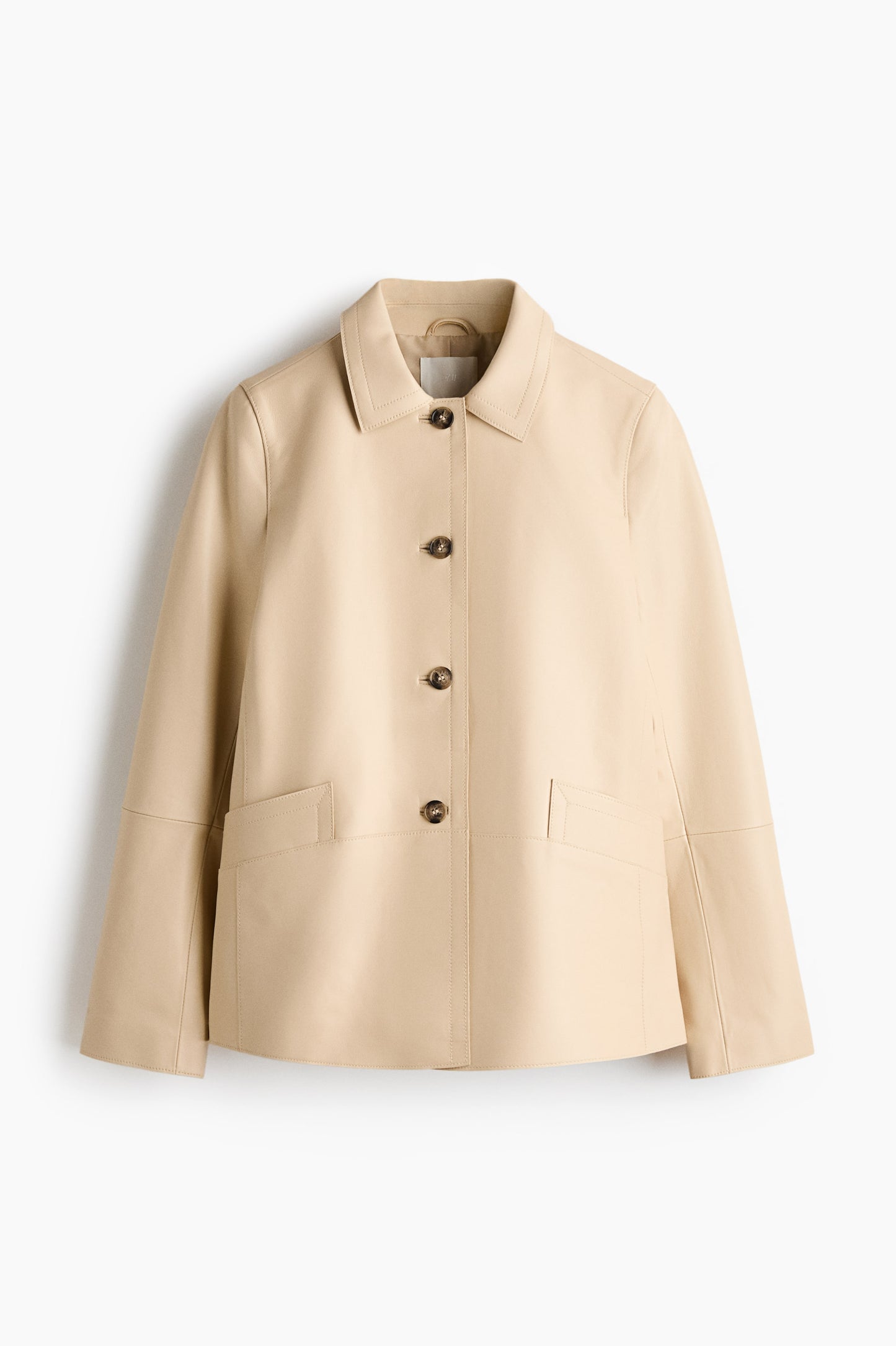 Collared leather jacket