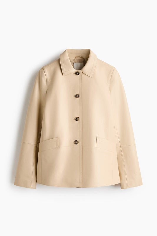 Collared leather jacket