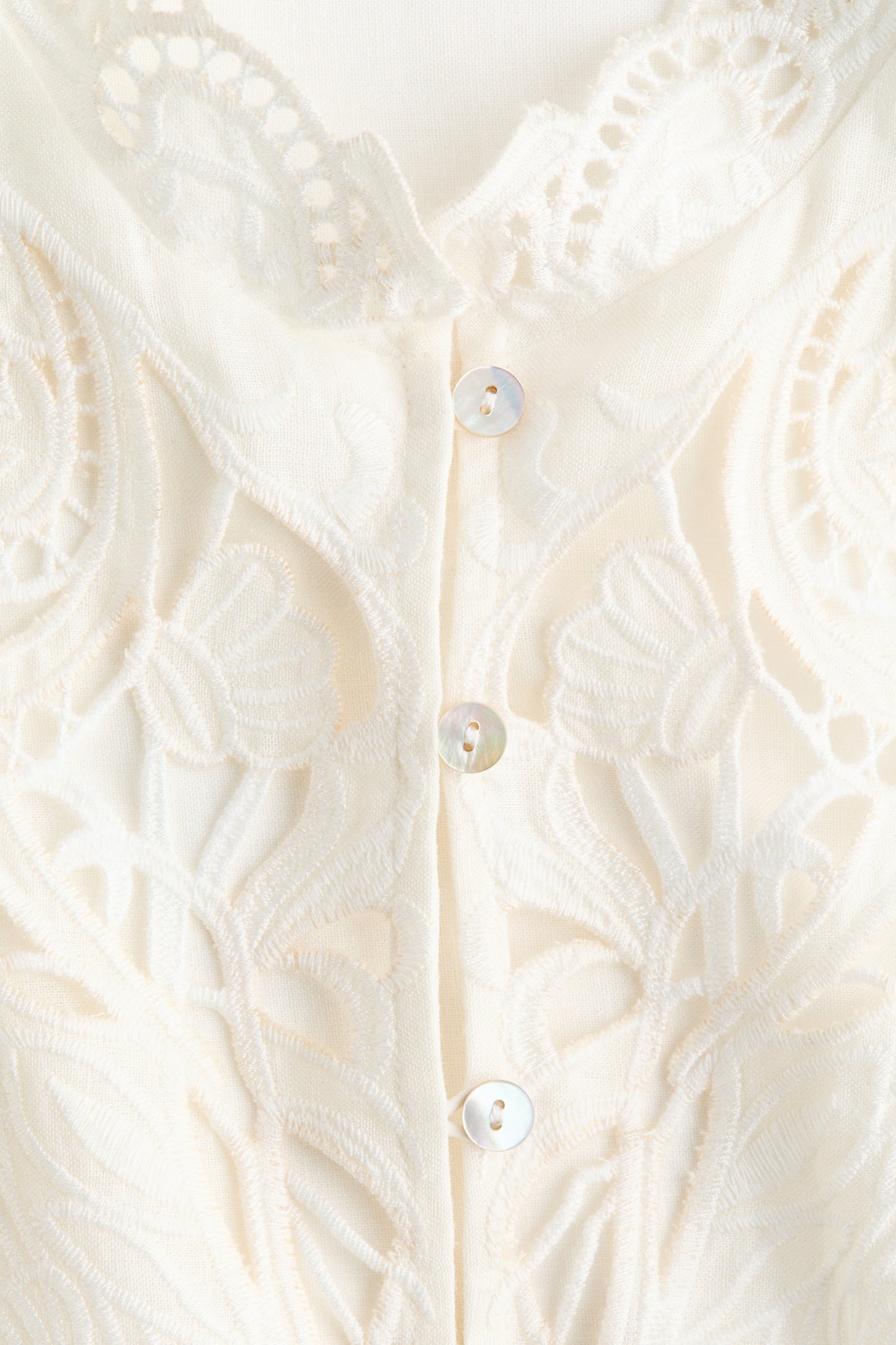 Linen-blend broderie anglaise blouse