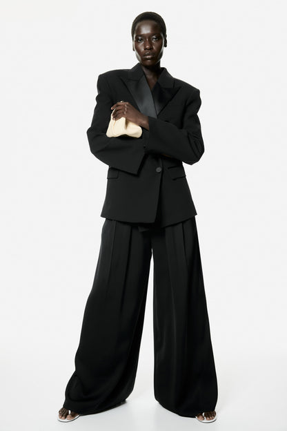 Belted pleat-detail trousers