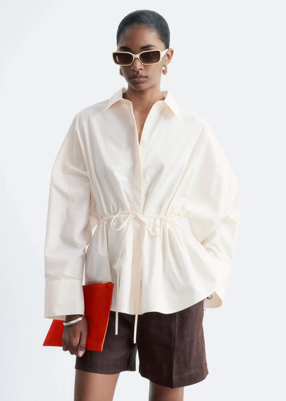Cotton Poplin Drawstring Shirt