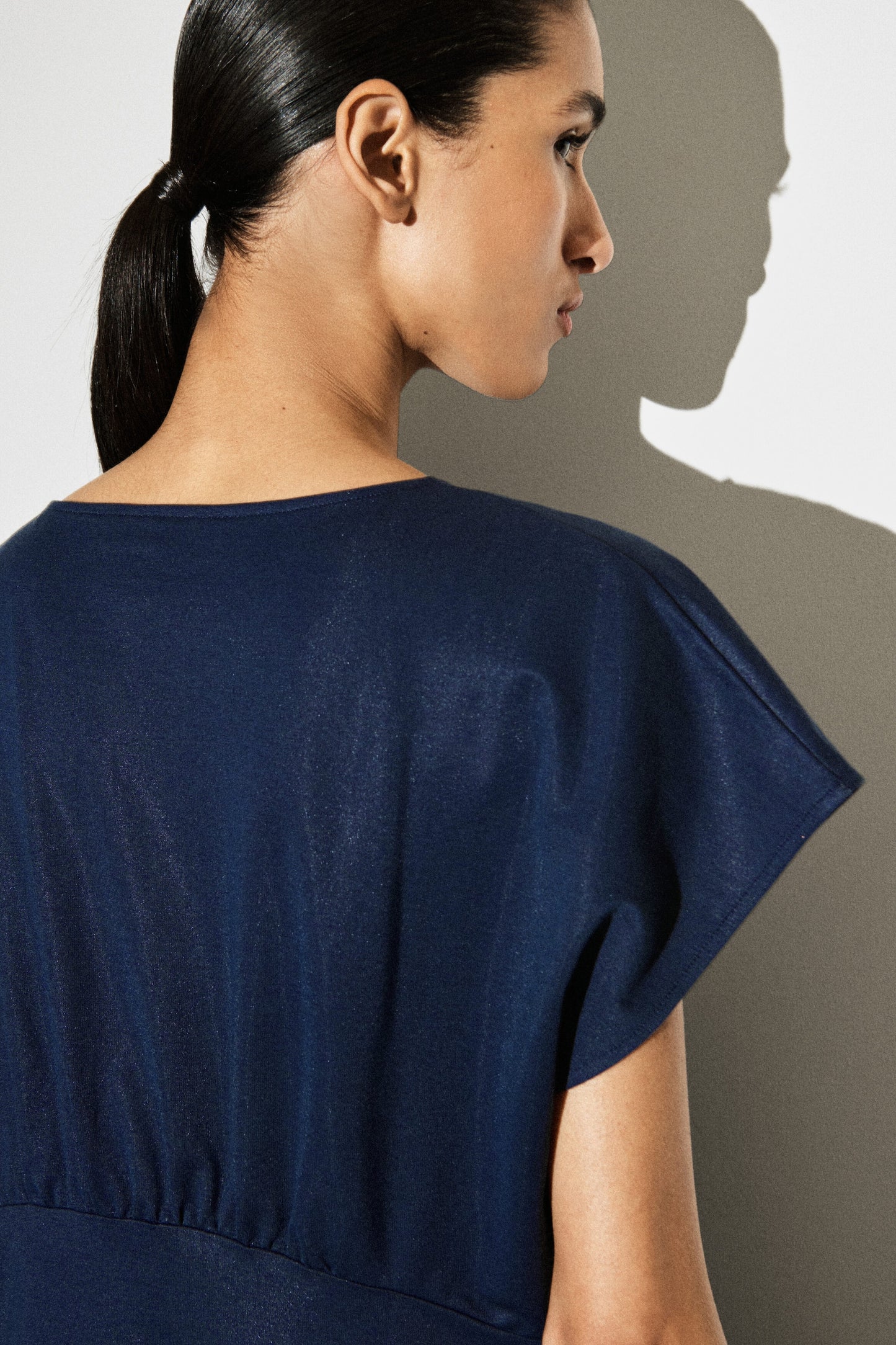 Sculpted Gathered Jersey Midi Dress