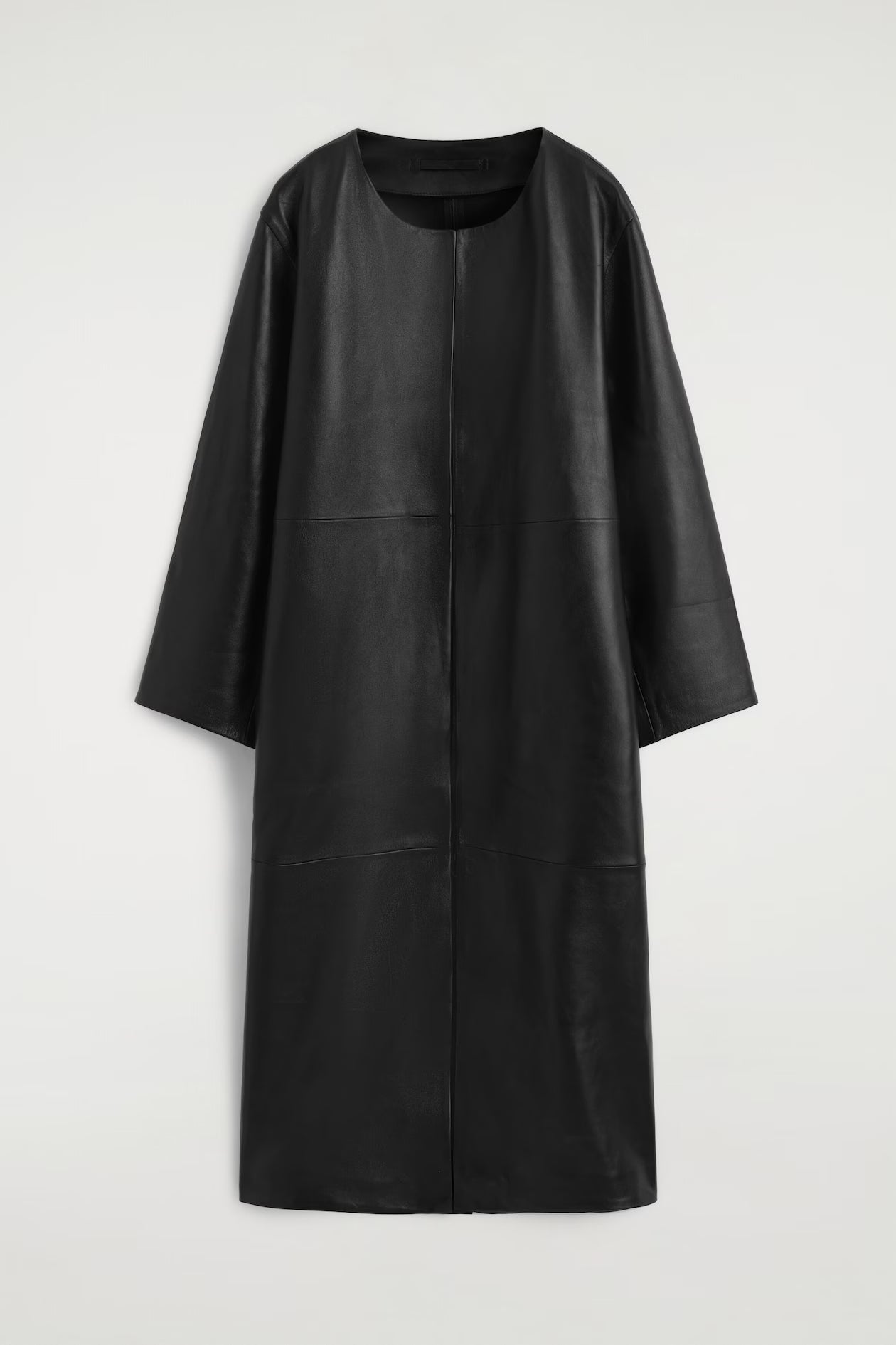 Panelled Leather Long Coat