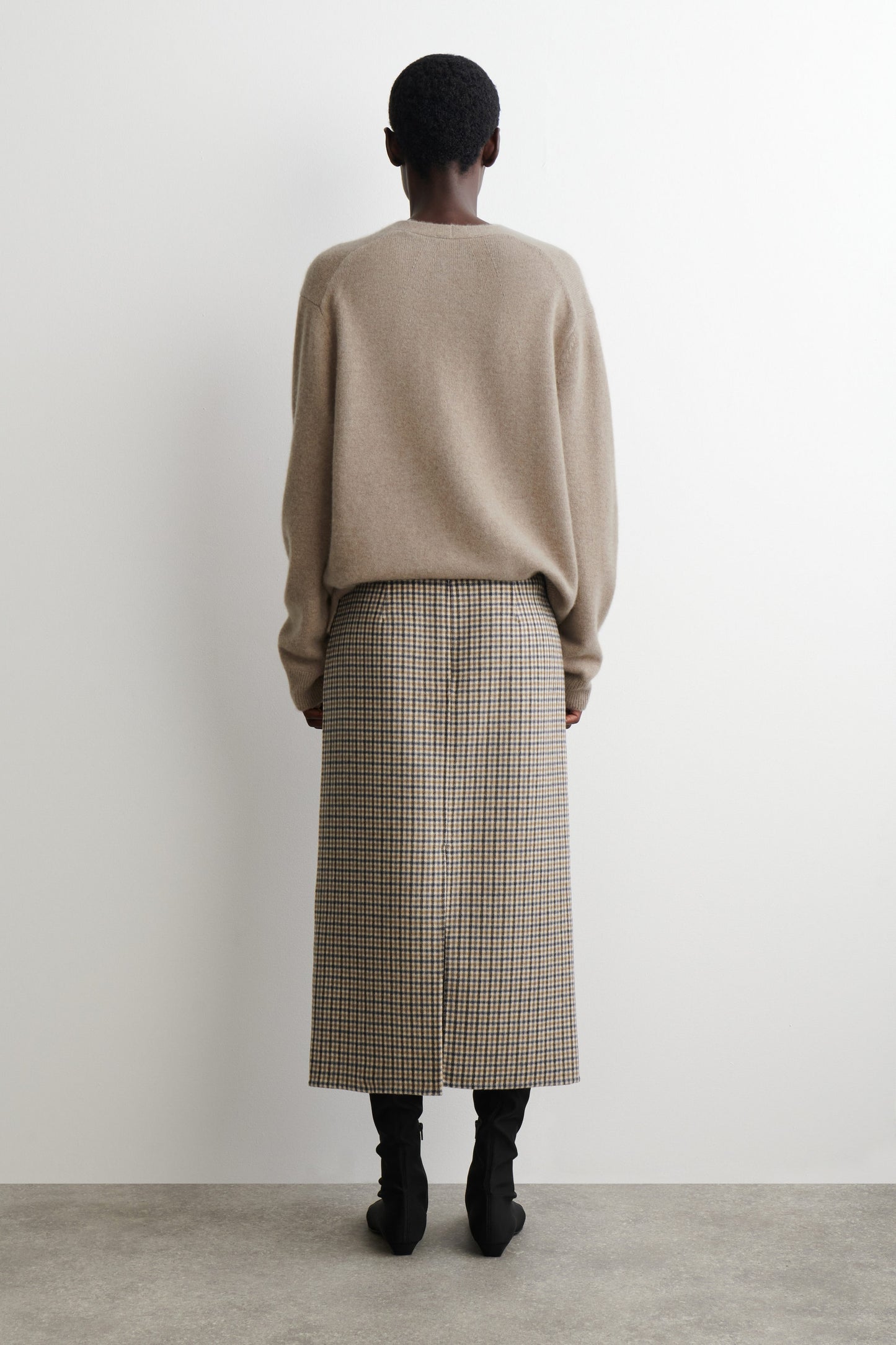 Checked Double-Faced Wool Skirt