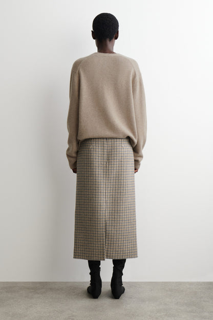 Checked Double-Faced Wool Skirt