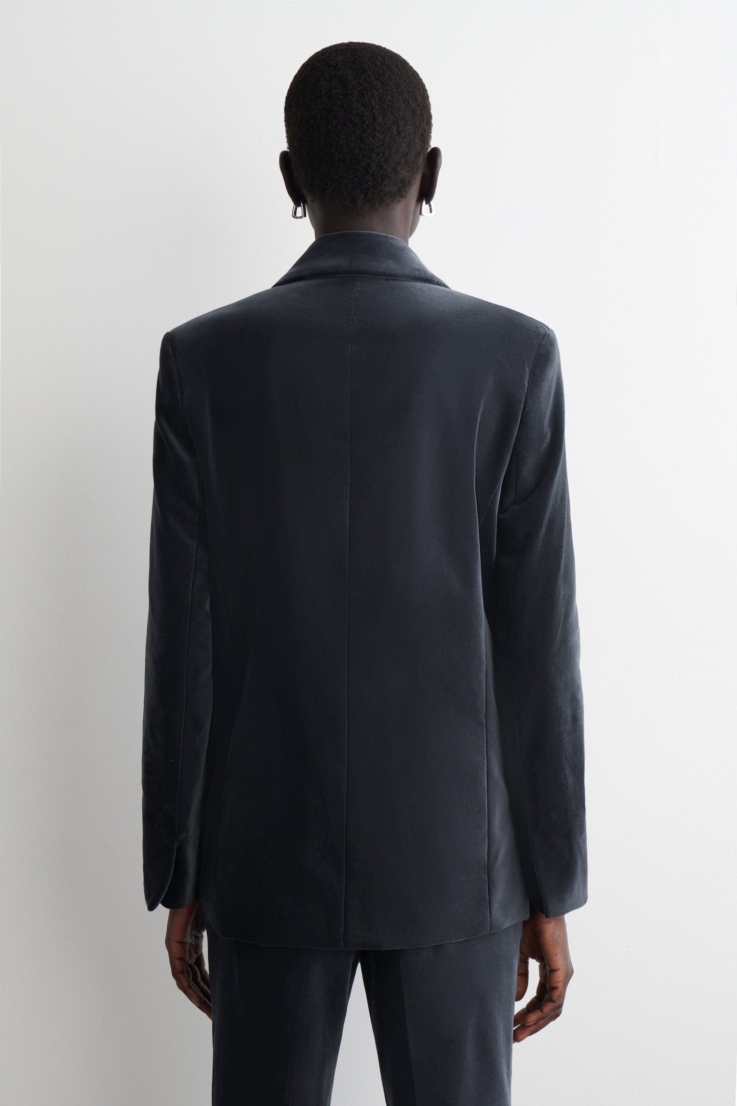 Velvet Double-Breasted Blazer