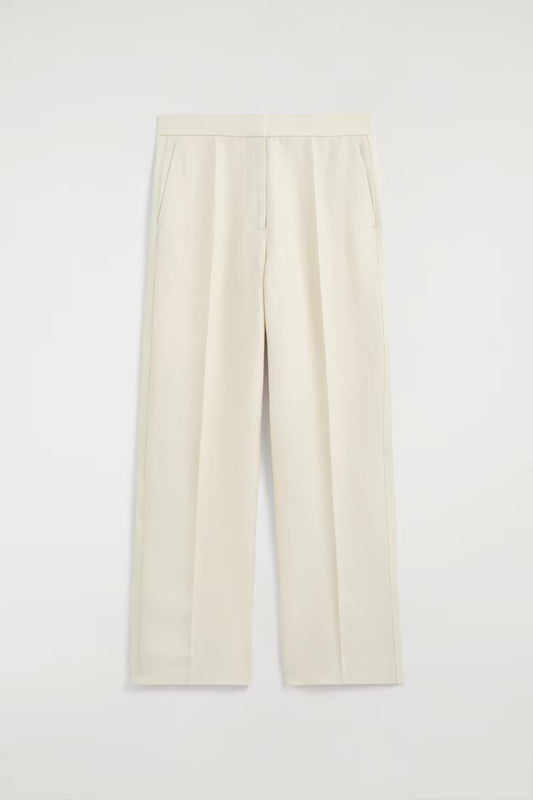 Tailored Linen-Blend Straight-Leg Trousers