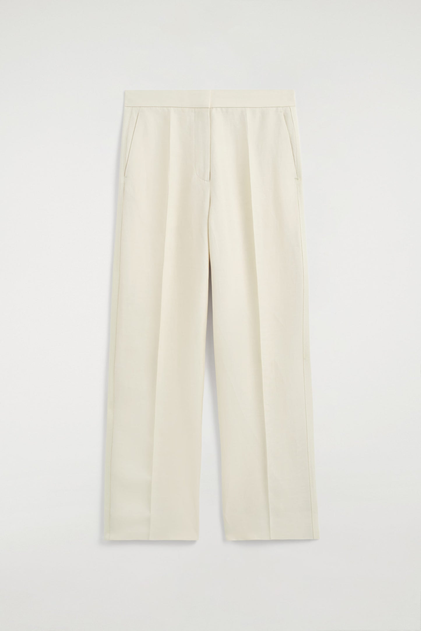 Tailored Linen-Blend Straight-Leg Trousers