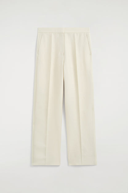 Tailored Linen-Blend Straight-Leg Trousers