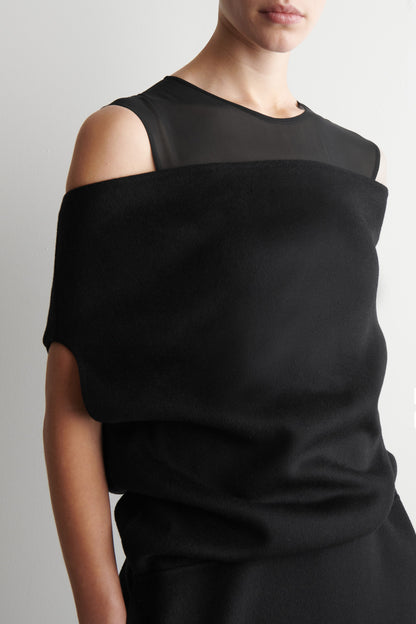 Off-The-Shoulder Wool-Silk Dress