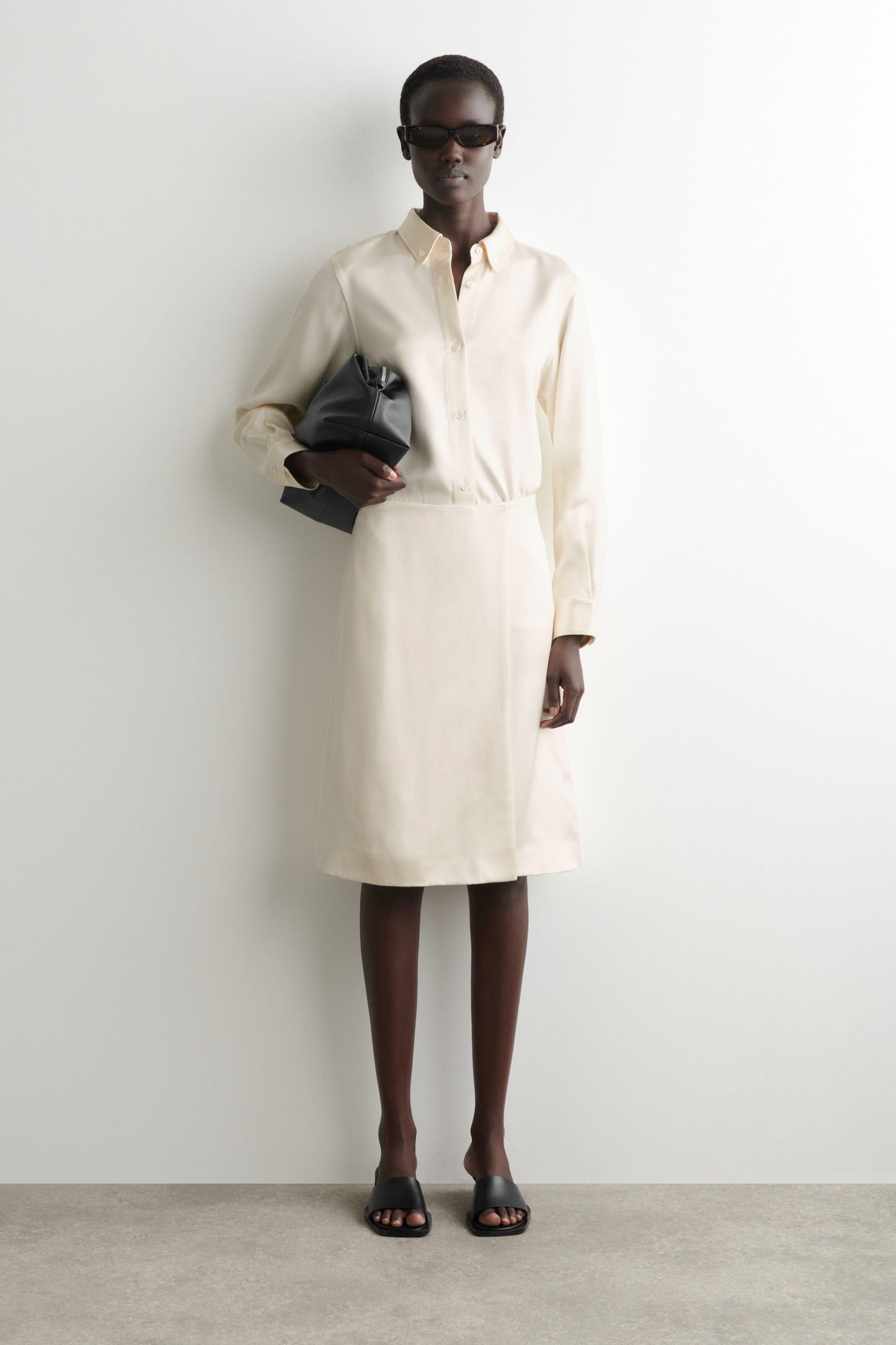 Button-Down Collar Satin Shirt