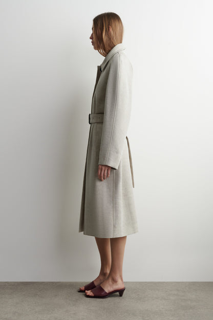 Long Linen-Wool Trench Coat