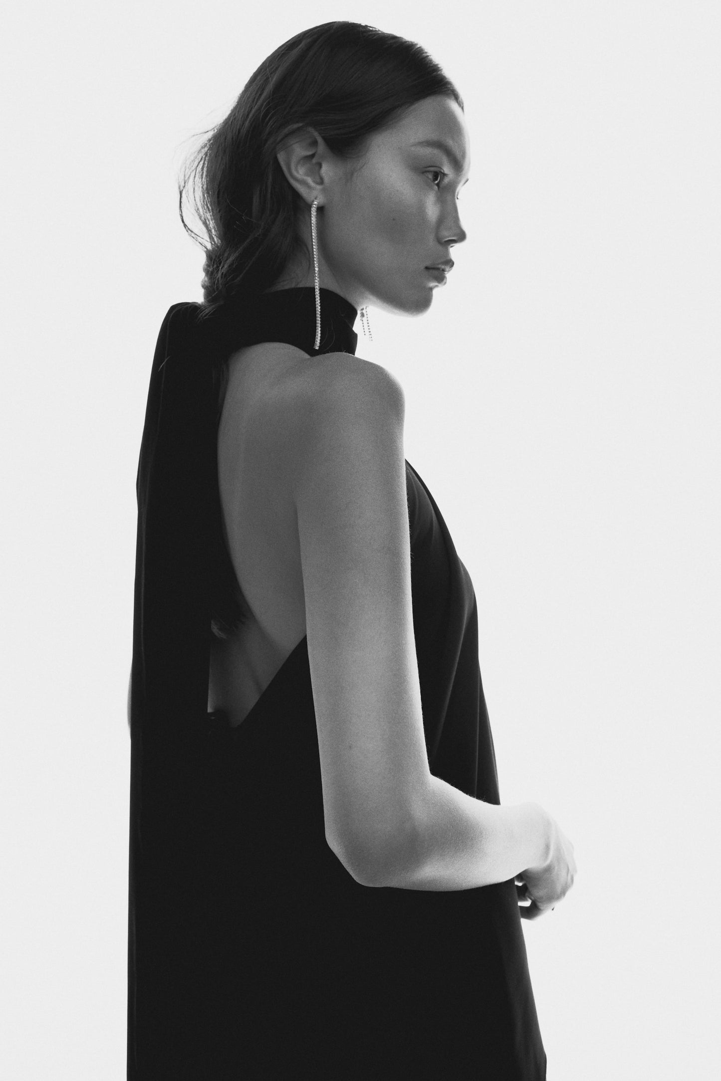 Scarf-collar halterneck top