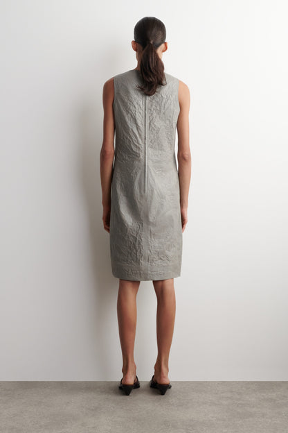 Textured-Leather Shift Dress