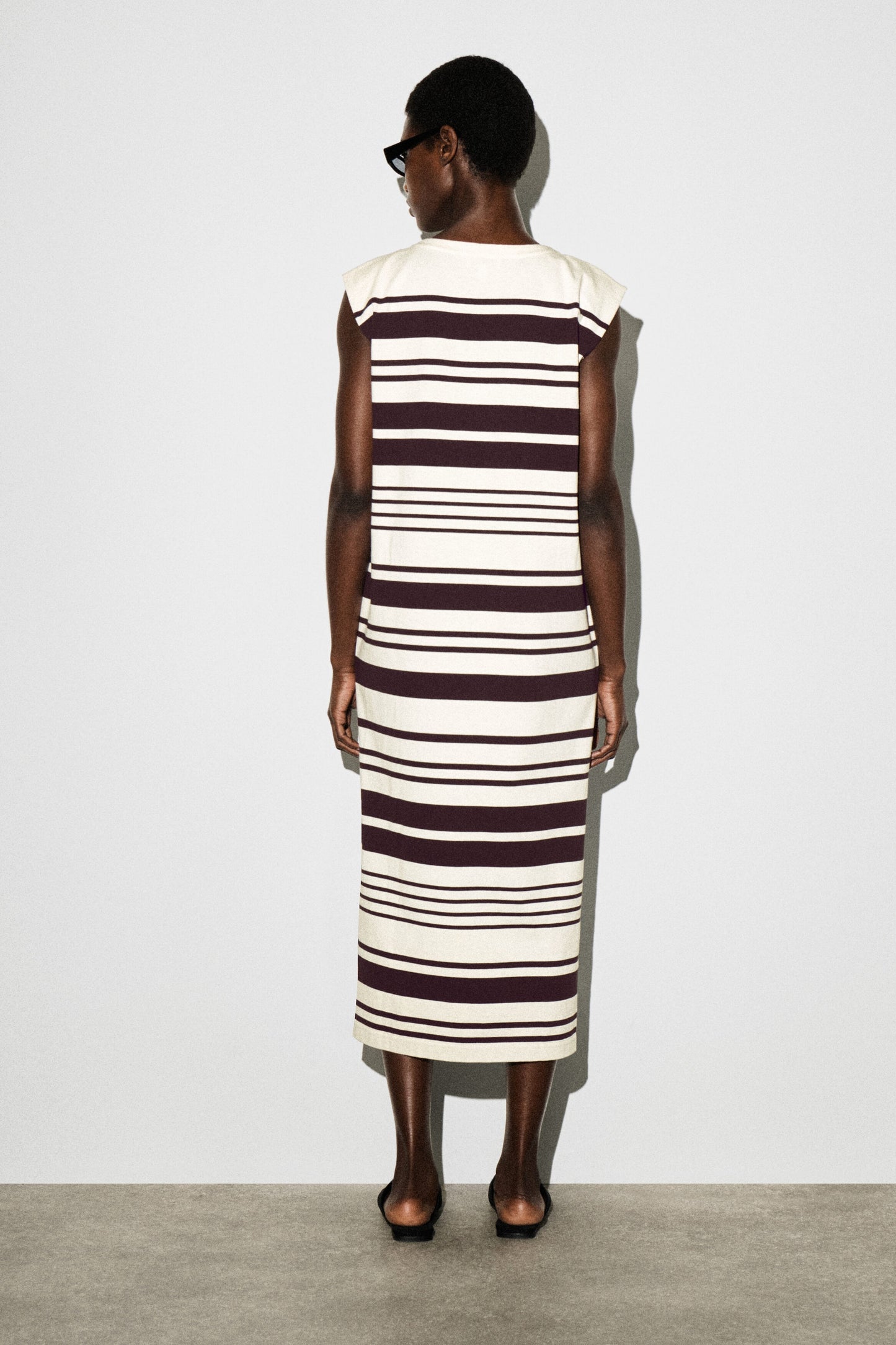 Folded-Shoulder Cotton-Jersey Midi Dress
