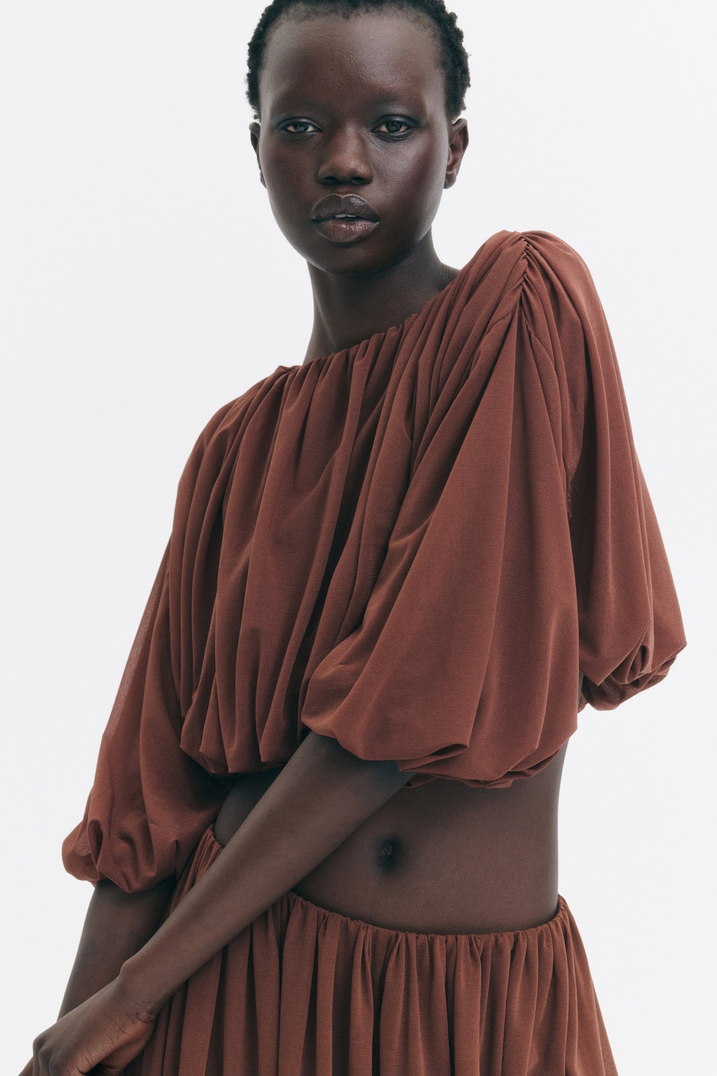 Bubble-hem cropped top