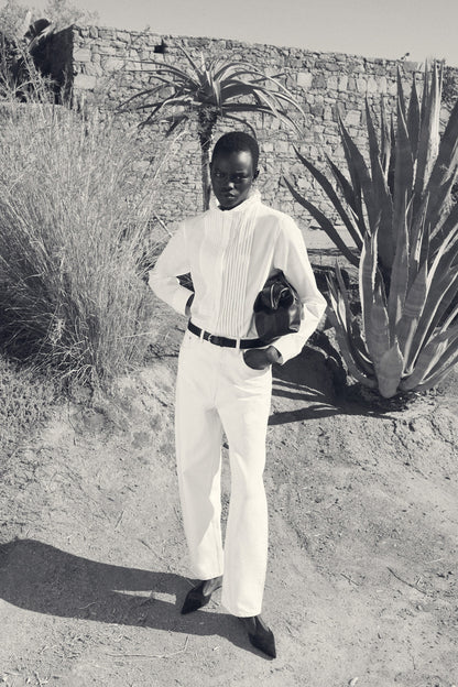 Pintucked Cotton Blouse