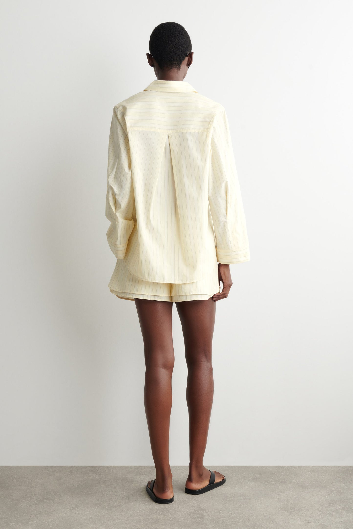 Pleated striped cotton shirt