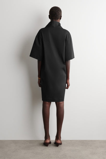 Funnel-Neck Cocoon Mini Dress