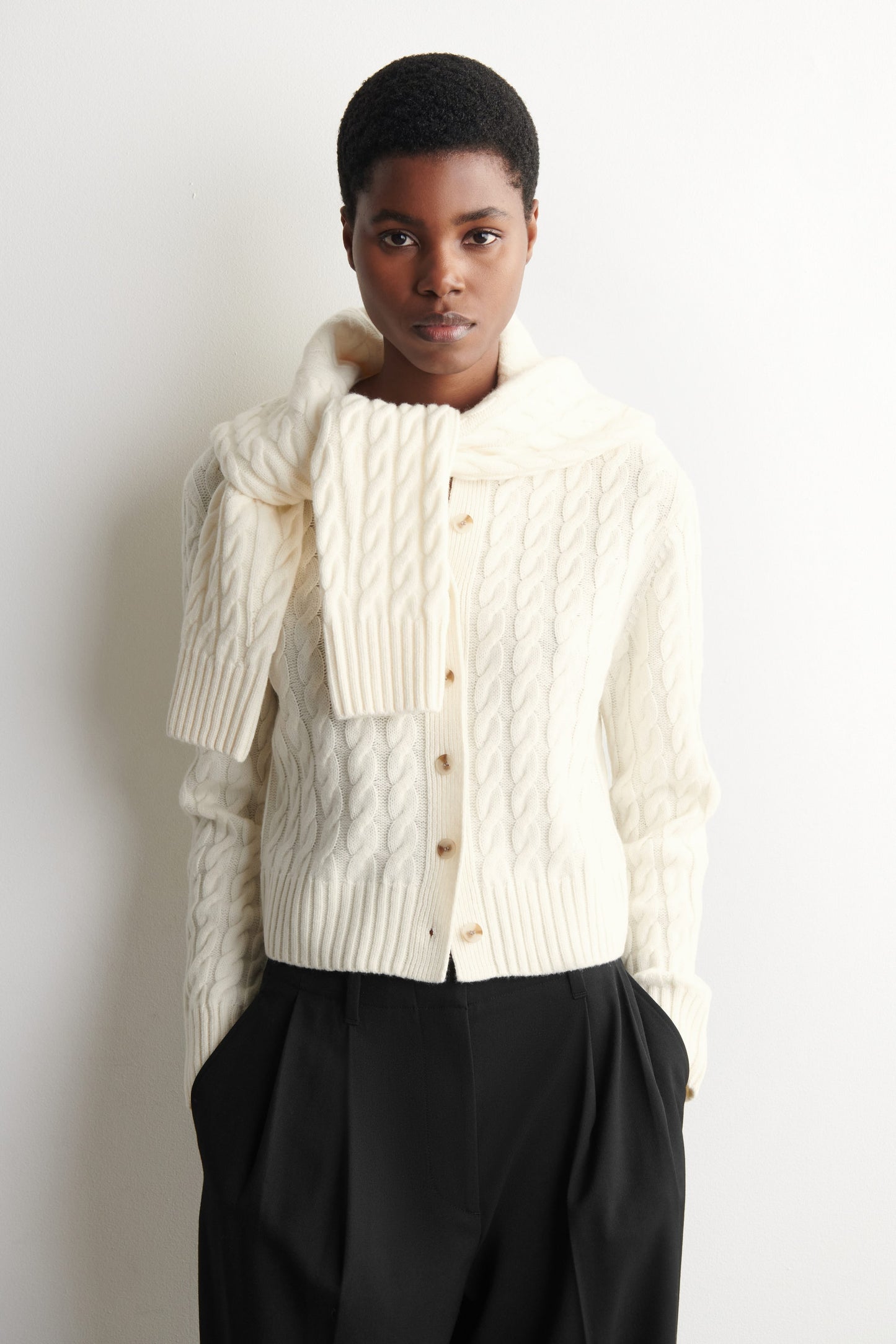 Cable-Knit Merino Wool Cardigan