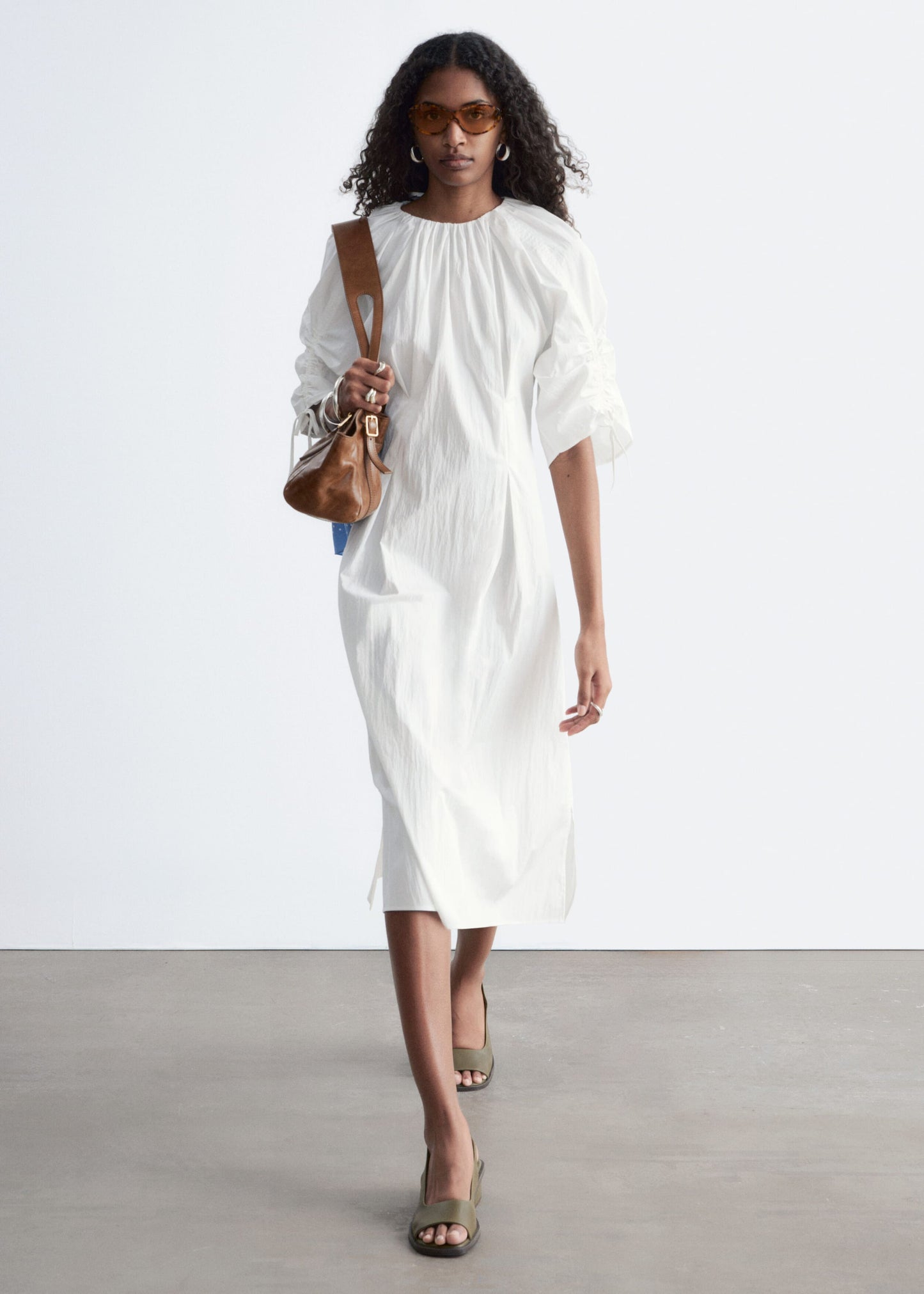 Sculptural Drawstring Midi Dress